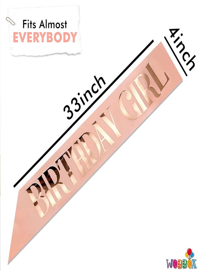 WOBBOX Birthday Girl Sash, Happy Birthday Sash For Girls, Birthday Sash For Kids, its my birthday Sash, Birthday Decoration, Rose Gold Glitter Birthday Girl (1 Pcs) (FP3580) - Image 3